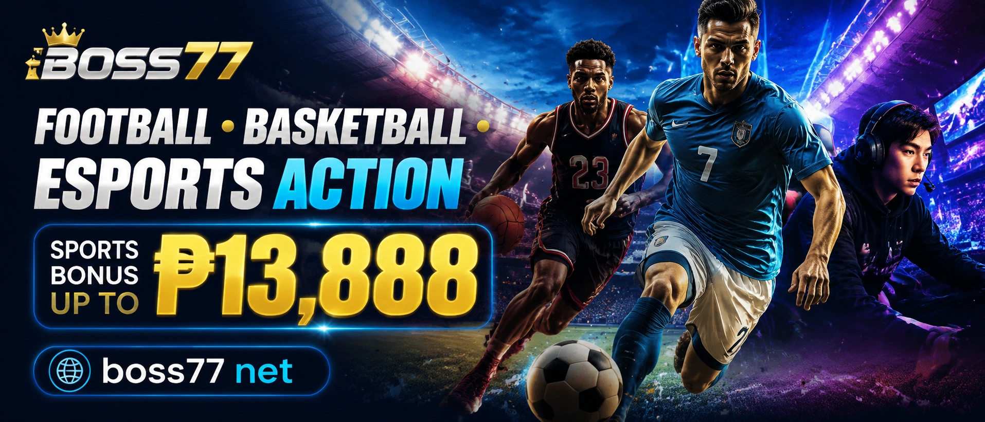 Boss77 sports betting hero visual for Filipino players
