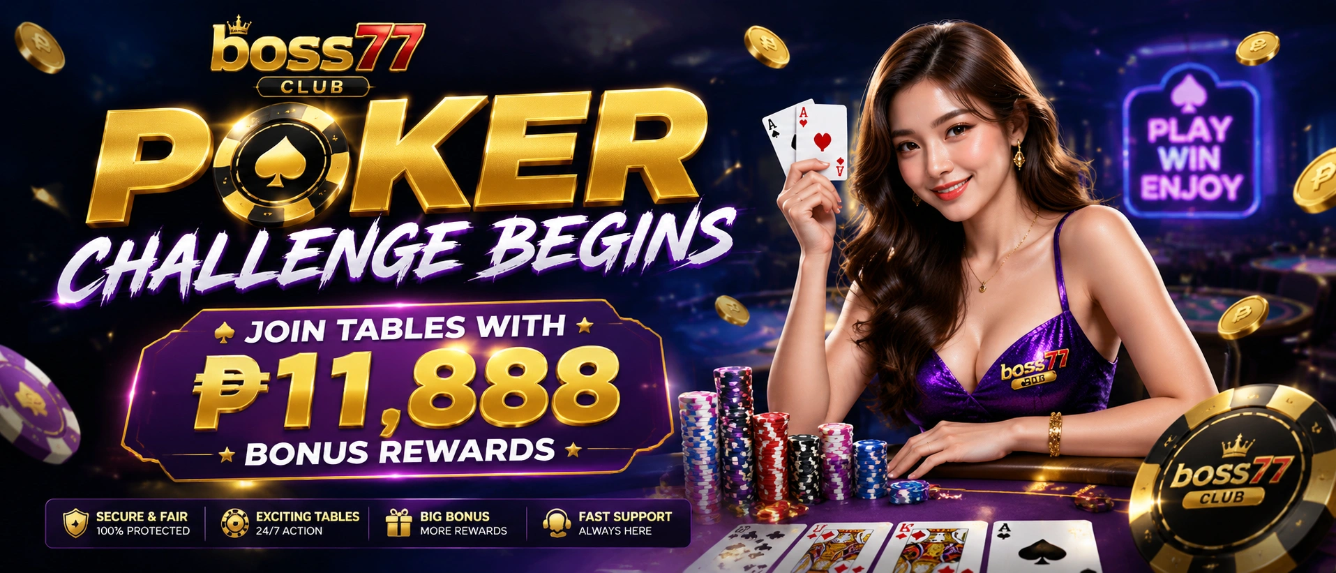 Boss77 online poker lobby for Philippine players
